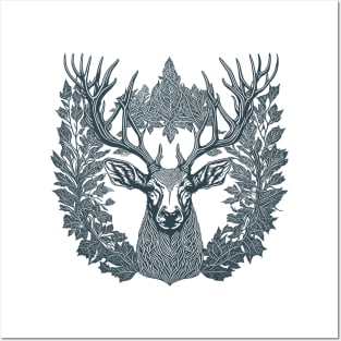 Deer in Noir Ink Posters and Art